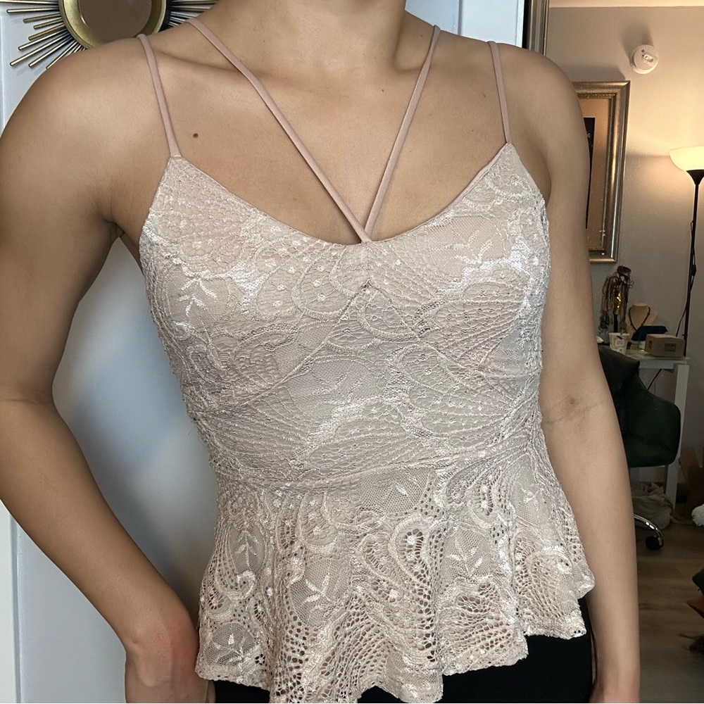 Cream Lace Top